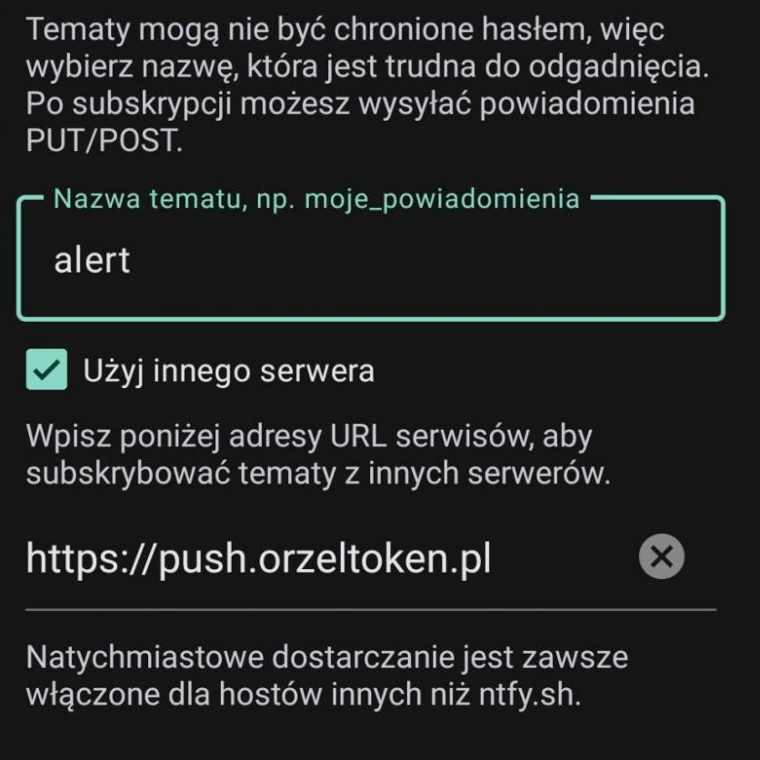 Wpisz URL i kanał